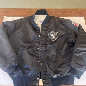 Vintage 80s Pro Line Starter LA Raiders Satin Bomber Jacket L Back Spellout NWA - Bild 1 von 8