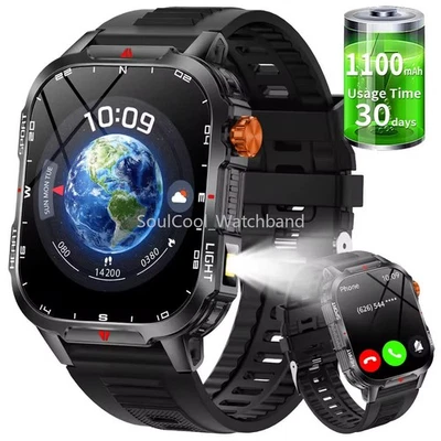 🔥Military Smart Watch for Men(Call Receive/Dial) Rugged 1100mAh Fitness Tracker - Image 1 of 4