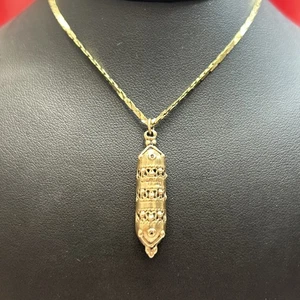 14 Karat massive Gelbgold Kette Glieder Halskette mit Mezuzah Anhänger - Bild 1 von 7