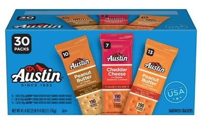 Austin Variety Pack Sandwich Crackers, Single Serve Snack Crackers, 30 Count - Image 1 of 4