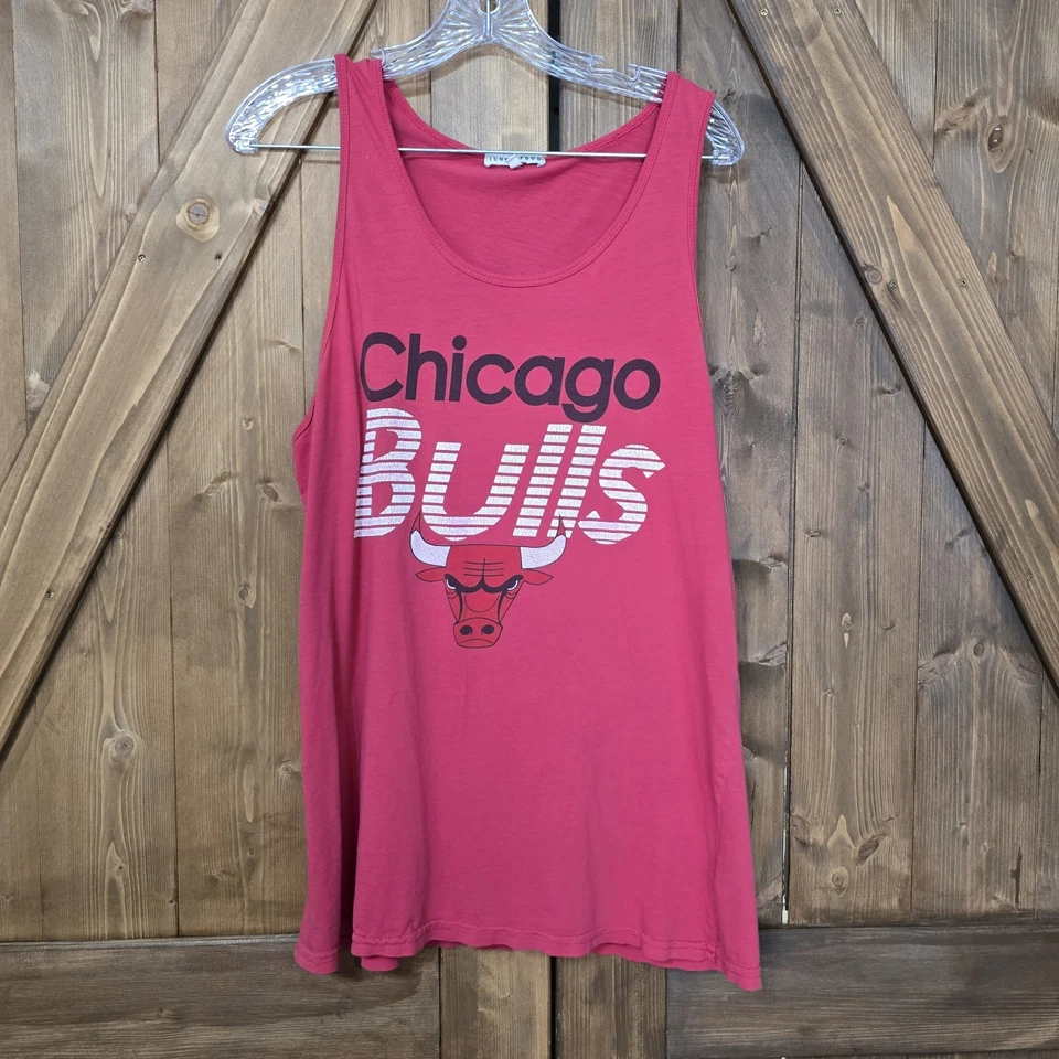 Camiseta sin mangas de comida chatarra Chicago Bulls L roja hecha en EE. UU. estilo vintage envejecida Foto 1 de 4