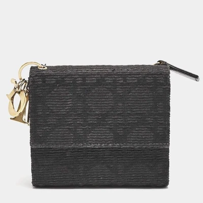 Cartera Dior negra de lona oblicua para dama Dior triple pliegue Foto 1 de 4