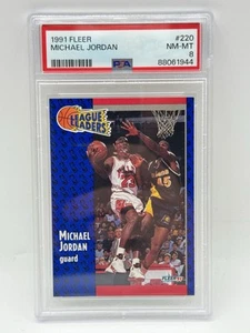 1991 Fleer #220 Michael Jordan League Leaders Basketball Card PSA 8 Mint - Picture 1 of 5