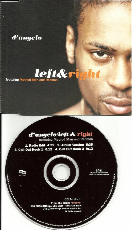 D’ANGELO Left Right EDIT w/ Wu tang Clan METHOD MAN & REDMAN UK PROMO CD Single  Foto 1 de 1