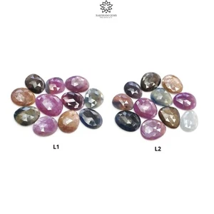 Natural Untreated Multi SAPPHIRE Gemstone Rose Cut Bi-Color Egg Shape Lots - Picture 1 of 3
