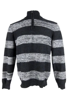 American Rag Herren Large schwarz grau gestreift 1/2 Zip Pullover Sweater - Bild 1 von 9