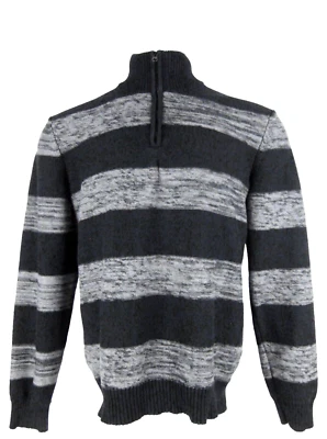 American Rag Men’s Large Black Gray Striped 1/2 Zip Pullover Sweater - Image 1 of 4