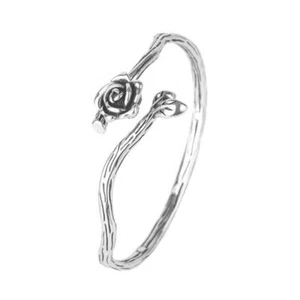 Vintage Blume Retro Rose Armreif Armreif Silber Damen Schmuck Armband - Bild 1 von 11