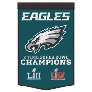 PHILADELPHIA EAGLES 2X SUPER BOWL CHAMPIONS WOOL BANNER 24" x 38" WINCRAFT 🦅 - Picture 1 of 1