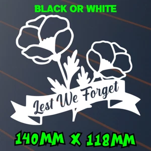 Lest We Forget Sticker Australia Car Decal Poppy Military Anzac Day Army Vinyl - Picture 1 of 3
