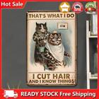 Vintage Metal Plate Cat Haircut Rectangular Iron Painting Wall Art Decor 20x30cm