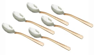 Set of 6 Steel Copper Hammered Serving Spoons for Dinnerware Kitchen Home 18cm - Picture 1 of 7