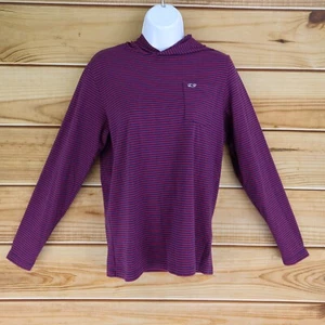 Vineyard Vines Edgartown Long Sleeve Shirt Girls L Red Blue Striped Hooded Soft - Picture 1 of 6