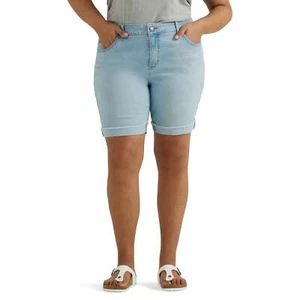 Lee® Women's Plus Mid Rise Light Wash Size 20W Bermuda Shorts New w Tag - Picture 1 of 7
