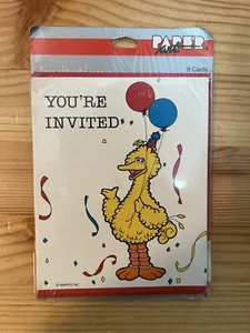 Vintage Paper Art Sesame Street Big Bird Party Invitation Cards 1 Pack (8) Red - Picture 1 of 3