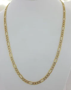 Gelbgold Figaro leichte Kette Halskette 10K 22" lang 7 Gramm 4,4 mm breit - Bild 1 von 8
