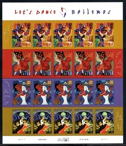 EE. UU. 2005 Sc #3939-42 37¢ Let's Dance - hoja de 20 MNH - Imagen 1 de 2