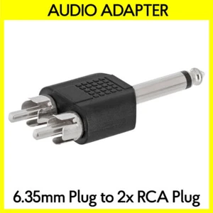 6.35mm Mono Plug to 2 RCA Plug Adapter 1/4" to Two RCA Audio Splitter Converter - Picture 1 of 3