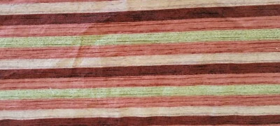 VINTAGE 1960s-1970'S  red Pink beige Stripe FABRIC  craft  ~100% Cotton woven - Image 1 of 4