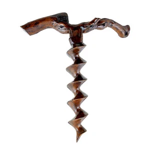 RARE 19TH CENTURY DECORATIVE CARVED TREEN CORKSCREW - Picture 1 of 6
