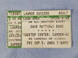 9-5-03 2003 Dave Matthews Band Concert Ticket Stub - Tweeter Center Camden NJ - Picture 1 of 2