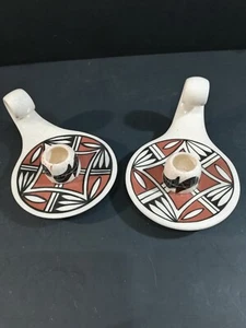 Red Cliff's Pottery hand made Candle Holders = Native American design VGC - Picture 1 of 9