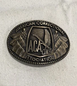 Brass Belt Buckle American Correctional Association 1870 ACA - Picture 1 of 5