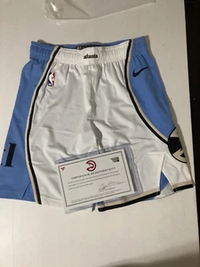 Game Used Zaccharie Risacher Hawks Shorts 24/25 Season Fanatics Rookie Worn - Picture 1 of 12