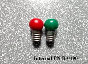 1 Pr of New 432 Opaque Red & Green Bulbs Repair Parts Restore Lionel (O-22,711C) - Picture 1 of 3
