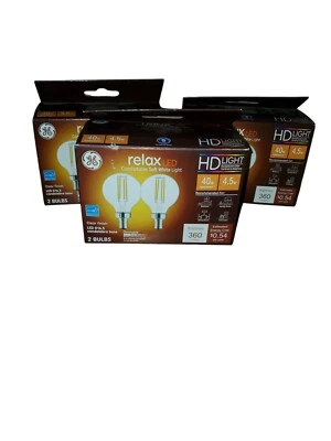 GE Relax Candelabra Led Bulbs Soft White 40/4.5 watts G16.5 Dimmable 3 Boxes - Image 1 of 4