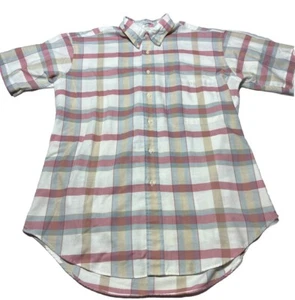 Vintage Alan Flusser Shirt Mens Large Button Up Plaid Short Sleeve - Picture 1 of 10