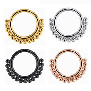1,2mm Septum Clicker Ring mit Kugel Reihe Segment Ring Scharnier Silber Rosegold - Bild 1 von 8