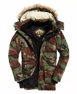 $ 350 Designer SUPERDRY Herren Diesel Tarnfell Kapuze warm Thich Parka M - Bild 1 von 9