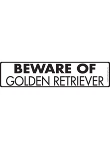 Beware of Golden Retriever Aluminum Dog Sign or Vinyl Sticker - 12" x 3" - Picture 1 of 3