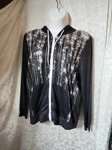 PIXIE LADY WM'S ZIP UP HOODIE CASUAL STREET WEAR BLACK WITH TAN NWT 5452 - Picture 1 of 9