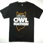 Hooters Owl Nation Herren Größe S T-Shirt Hanes Tagless Preshrunk Baumwolle schwarz