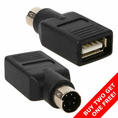 USB PS/2 PS2 Male to USB A Female Converter Adapter for Mouse & Keyboard BLACK - Image 1 of 4