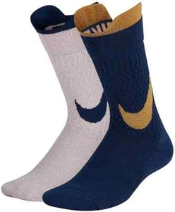 Nike L108238 Multi Color 2-Pk Swoosh Lightweight Crew Socks Youth Unisex Size M - Picture 1 of 1