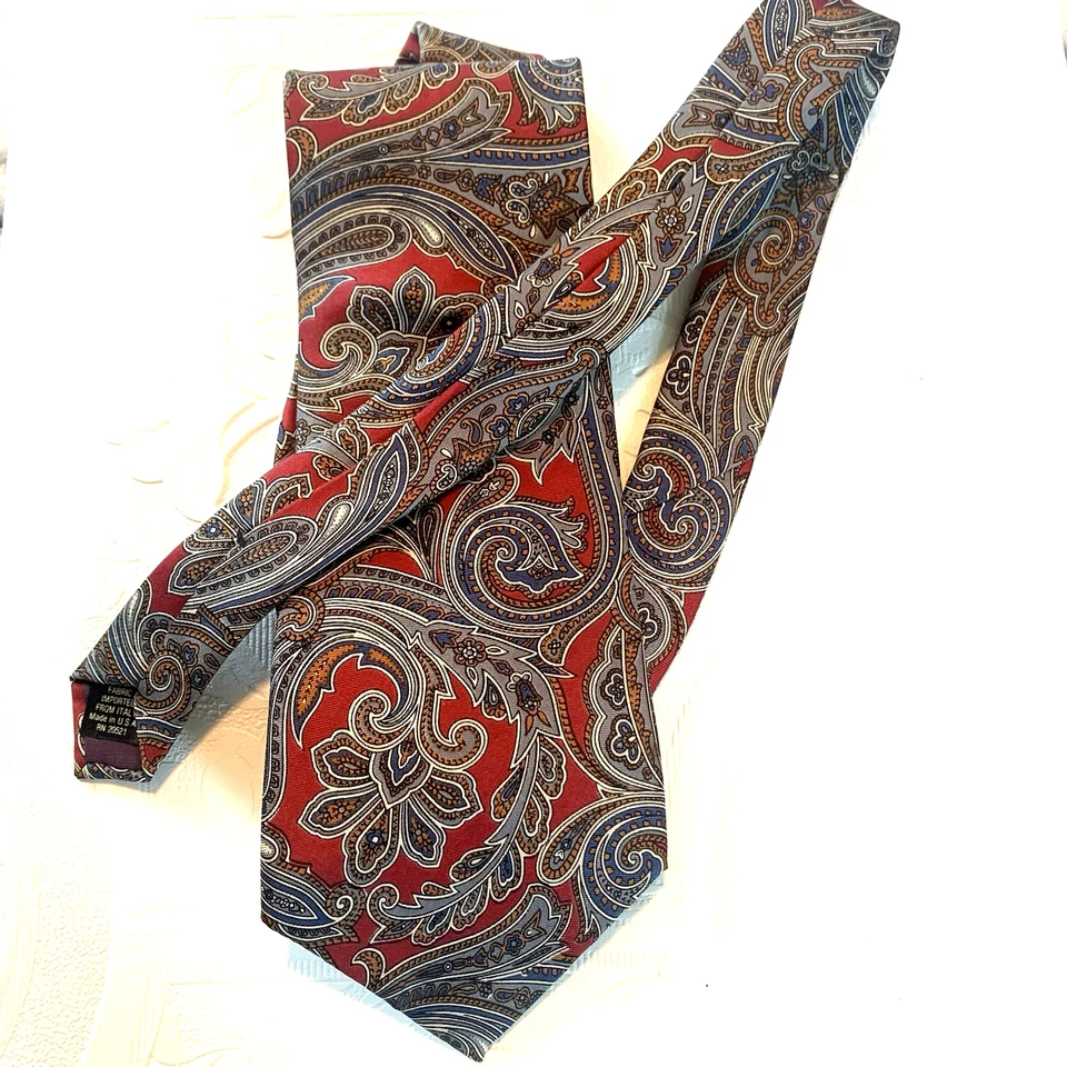 Corbata vintage 102 Madison Corbata de seda para hombre Geométrica Floral MCM 60" Retro Foto 1 de 4