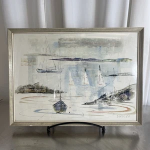 Original Signed Watercolour Alfred Birdsey 1963 18x24” Coastal Harbour Bermuda - Picture 1 of 24