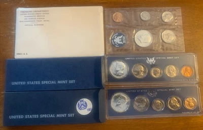 1965 1966 1967 SMS US Mint Sets Special Mint Sets 15 Coins OGP, Free  Ship - Image 1 of 2