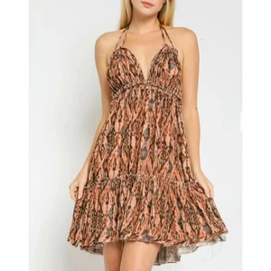 VICI Womens Size Medium Halter Mini Flowey Boho Backless Dress Femine Fairy - Picture 1 of 7
