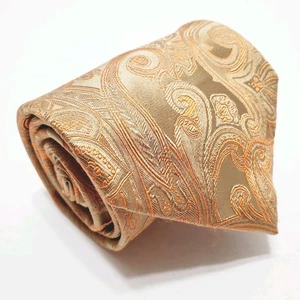 Stacy Adams Orange & God Paisley Men's Silk Necktie Jacquard Fabric 58x4" - Picture 1 of 5