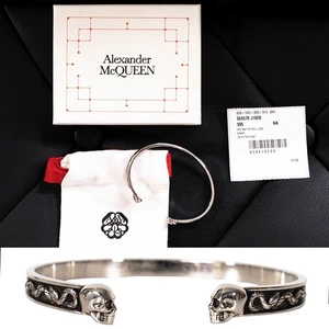 NEU $450 ALEXANDER MCQUEEN silberfarben Messing ZWILLINGSSCHÄDEL & SCHLANGE MANSCHETTE ARMBAND - Bild 1 von 14