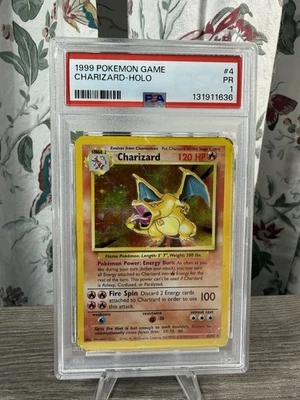 Pokemon Charizard Base Set Holo 4/102 Pokémon 1999 Unlimited PSA 1 - Image 1 of 2