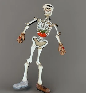 Vtg Halloween Folk Art Tole Painted Skeleton Wall Hanging 42” Long 9” Wide - Picture 1 of 3