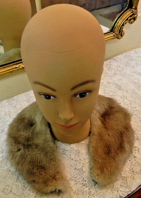 Vintage Real Fur  Fox Rabbit? 23" Hand Made Coat Collar - Nice! - Image 1 of 4