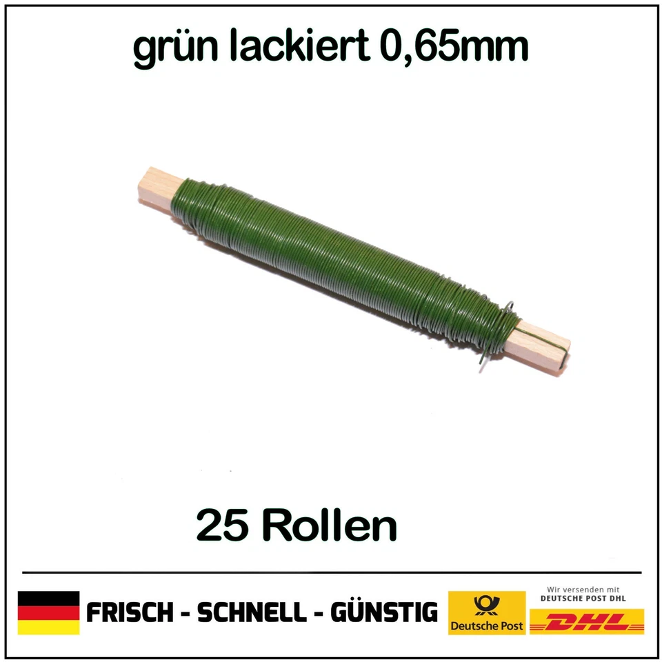 Bindedraht, Wickeldraht, Blumendraht grün, 2,5Kg = 25 Rollen, Stärke ca. 0,65mm - Bild 1 von 1