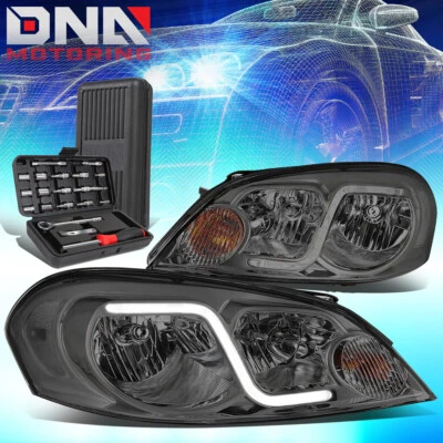 FOR 2006-2016 CHEVY IMPALA LIMITED SMOKED CLEAR SIDE LED DRL HEADLIGHTS+TOOLS - Изображение 1 из 4