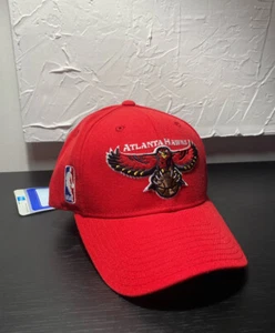New Y2K NBA Atlanta Hawks Logo Reebok Velcroback Red Wool Blend Hat - Picture 1 of 4